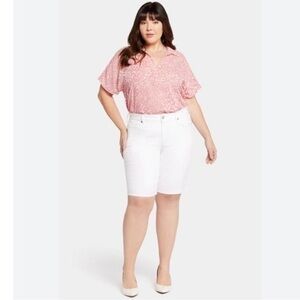 White Bermuda Cuffed Denim Shorts